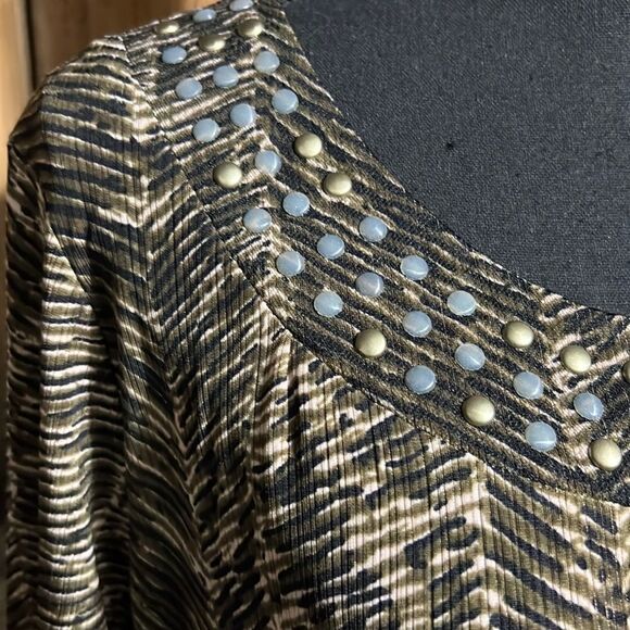 Citiknits effortless style top tunic beading slinky black tan 1X FIRM on PRICE - Picture 4 of 7